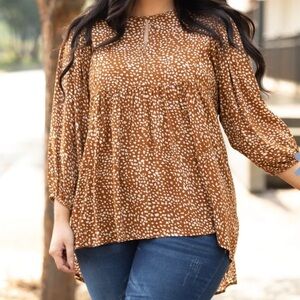 Umber Animal Print Babydoll Top